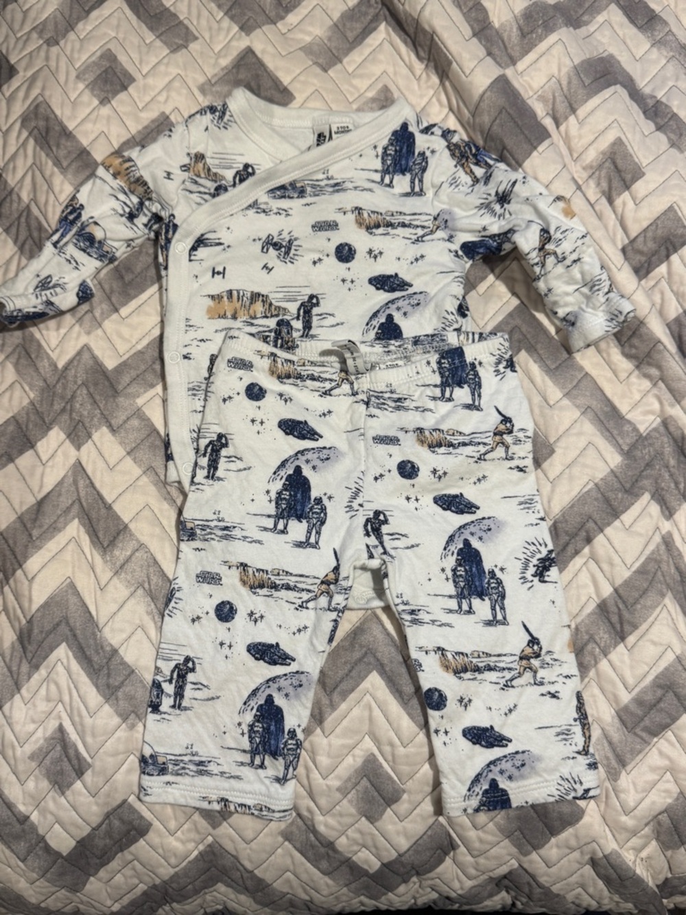 Janie and Jack White and Navy Star Wars Print Matching Set